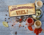 Blechschild ''Mein Lieblingsessen. Viel'' 28x12cm
