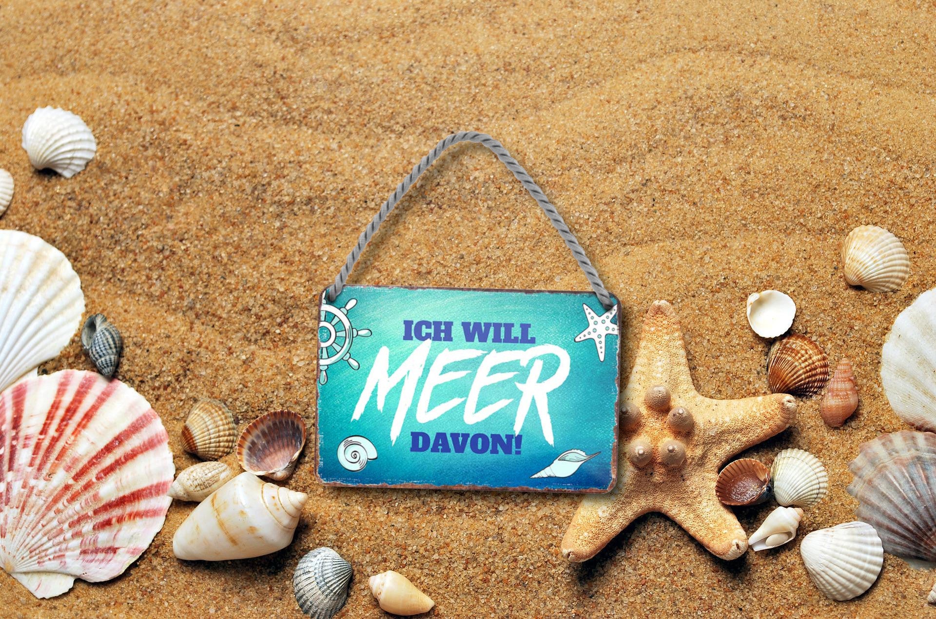 Blechschild ''Ich will Meer davon'' 18x12cm