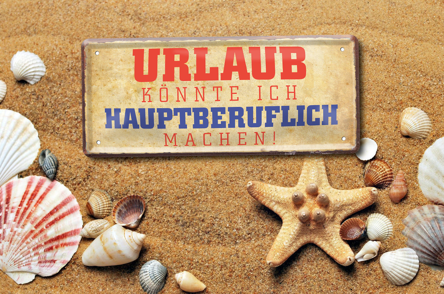 Blechschild ''Urlaub könnte ich Hauptberuflich machen'' 28x12cm