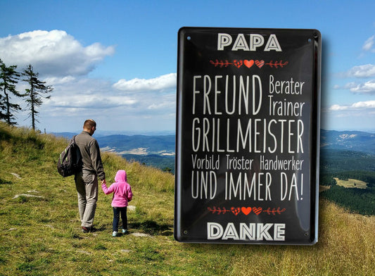 Tin sign ''Dad. Friend Advisor Trainer Grillmeister'' 20x30cm