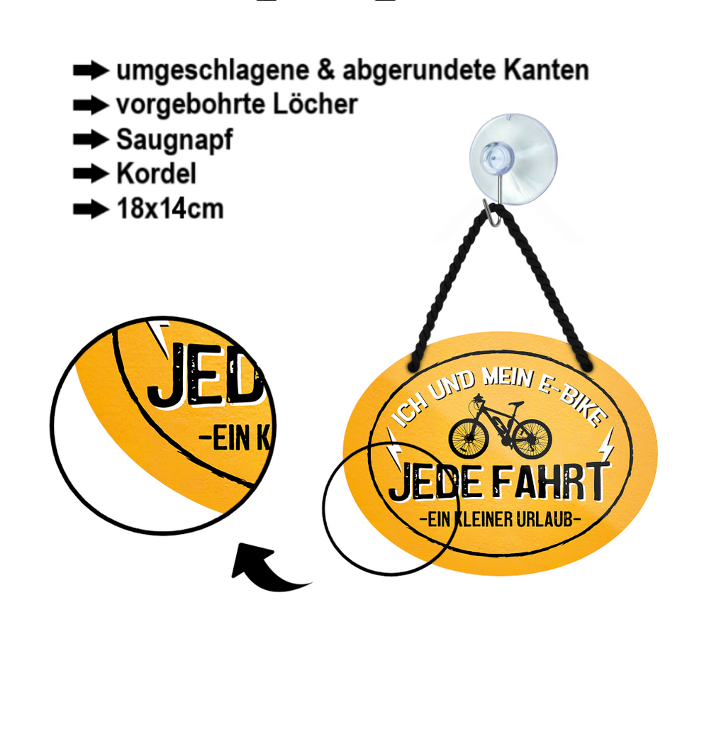 Blechschild ''Ich und mein E-Bike. Jede Fahrt ein kleiner Urlaub'' 18x14cm