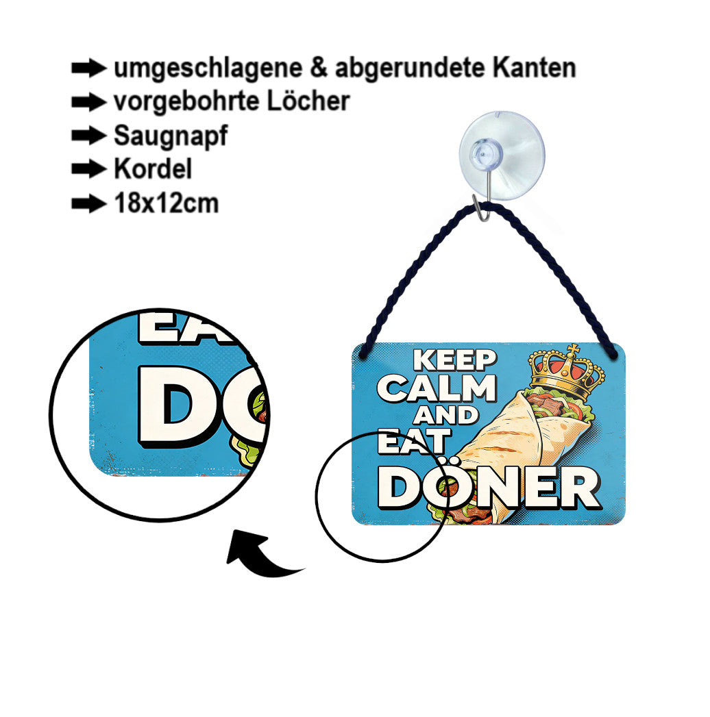 Blechschild ''Keep calm an eat Döner'' 18x12cm
