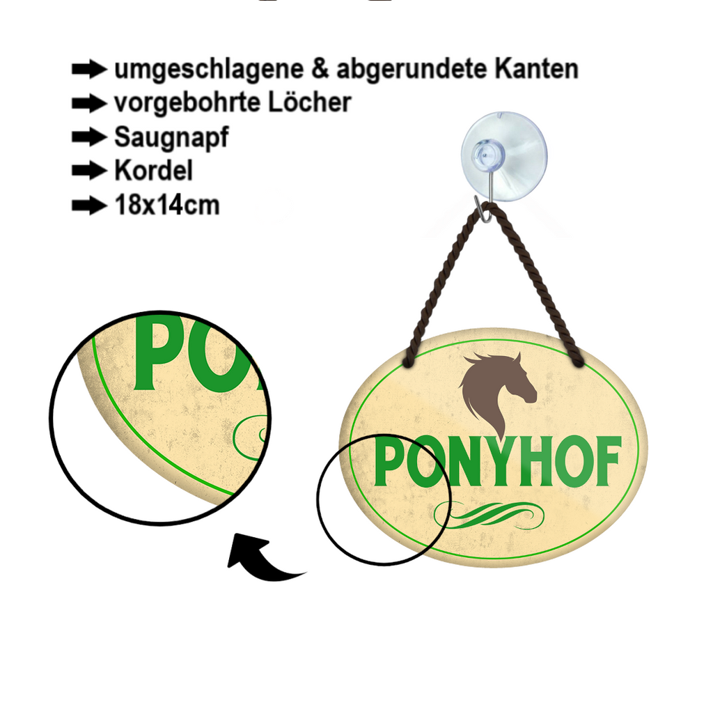 Blechschild ''Ponyhof'' 18x14cm