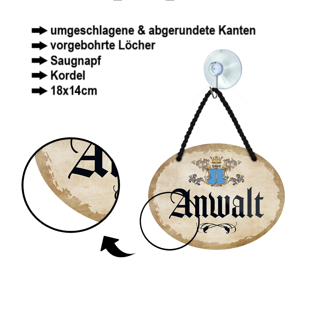 Blechschild ''Anwalt'' 18x14cm