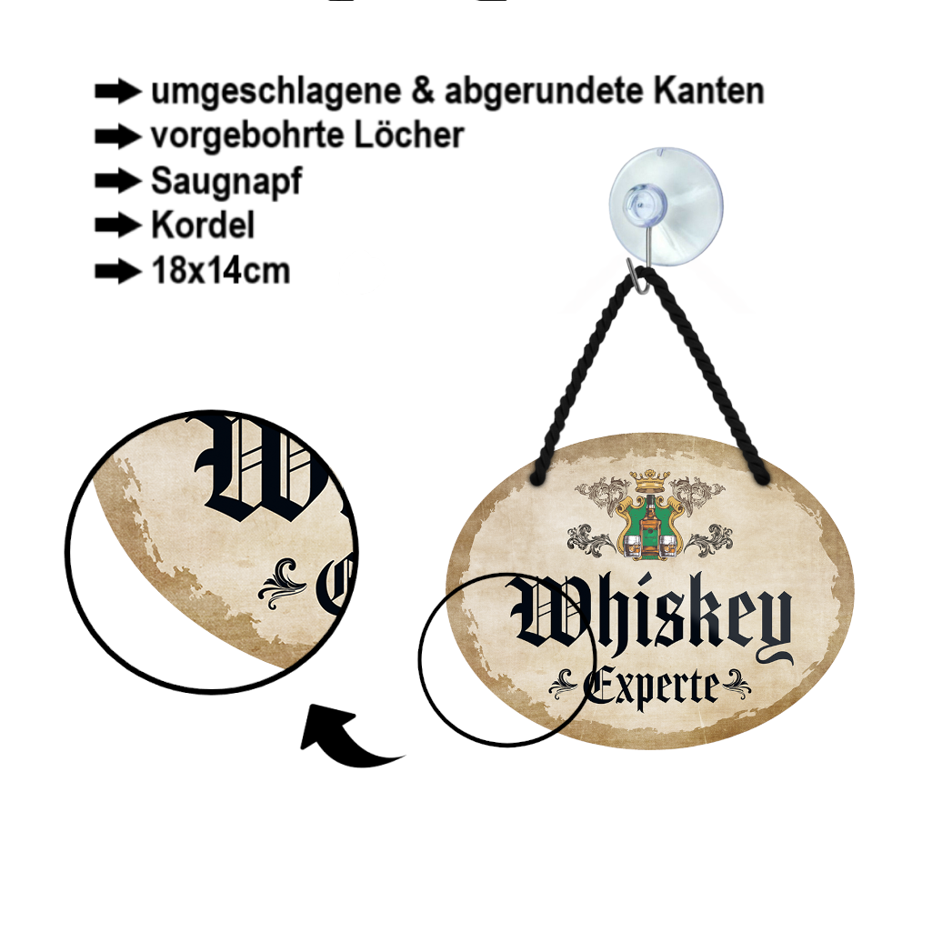 Blechschild ''Whiskey Experte'' 18x14cm