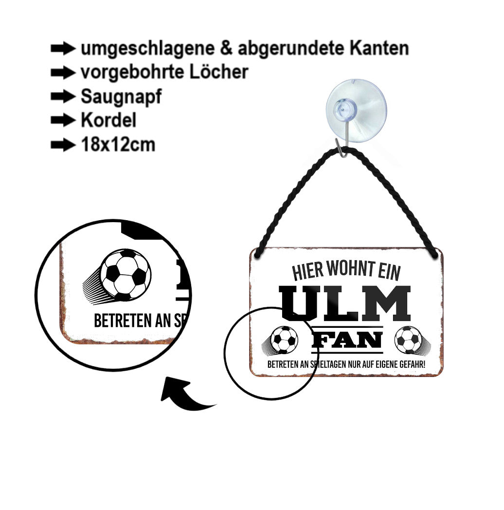 Blechschild ''Ulm Fan'' 18x12cm