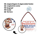 Blechschild ''Schade aus Arschlöchern kein Benzin machen kann'' 18x12cm