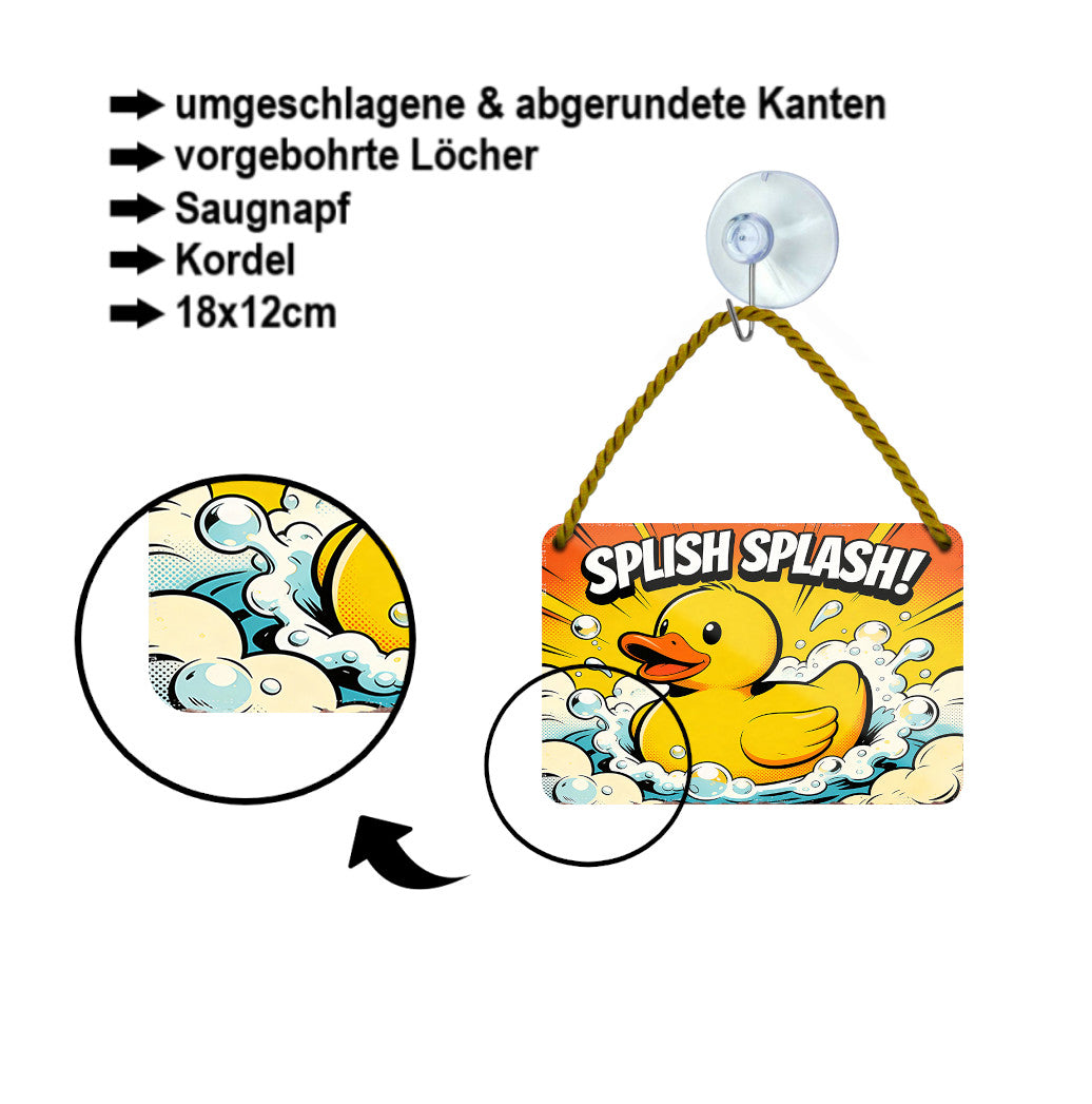 Blechschild ''Splish Splash'' 18x12cm