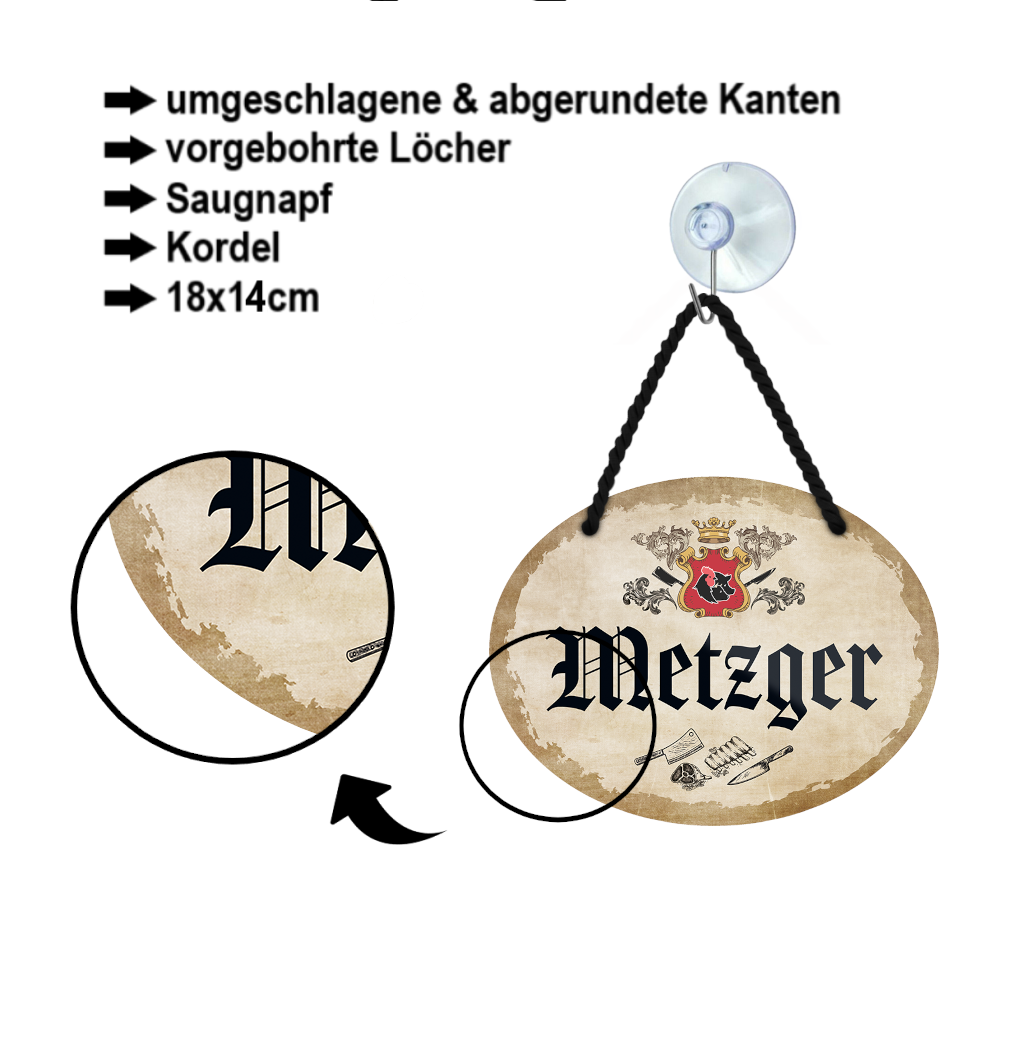 Blechschild ''Metzger'' 18x14cm