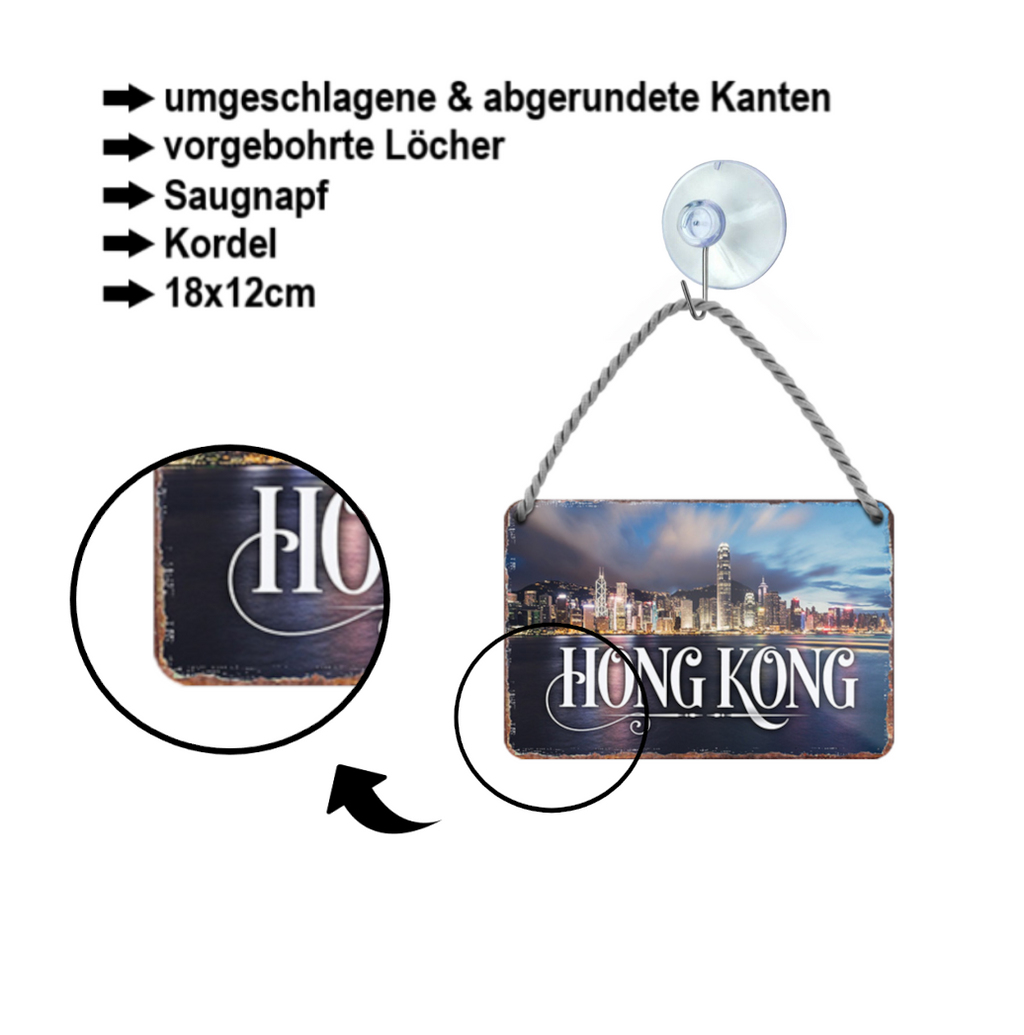 Blechschild ''Hong Kong'' 18x12cm