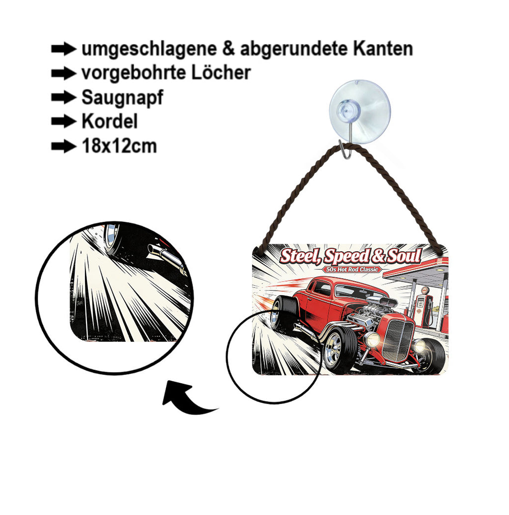 Blechschild ''Steel, Speed & Soul'' 18x12cm