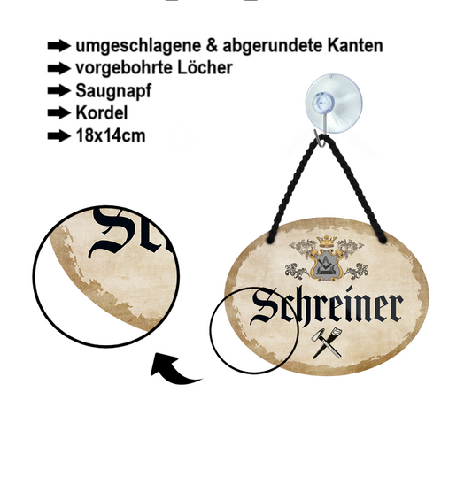 Blechschild ''Schreiner'' 18x14cm