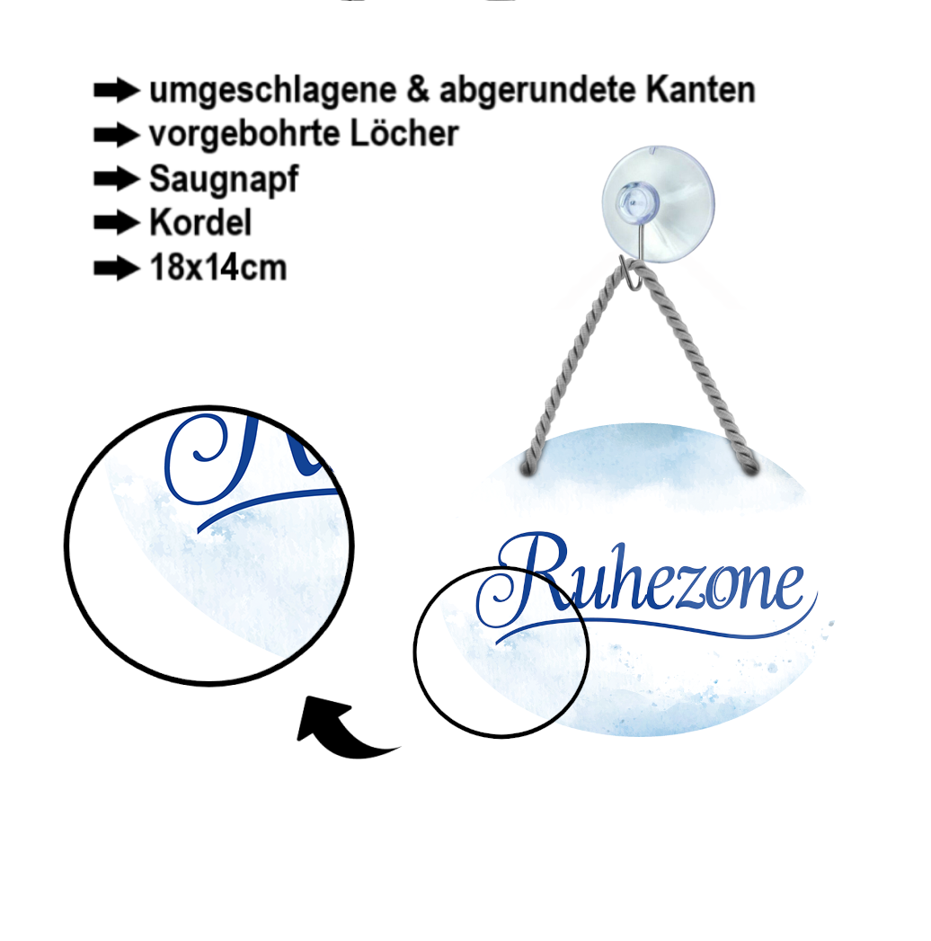 Blechschild ''Ruhezone weiß'' 18x14cm