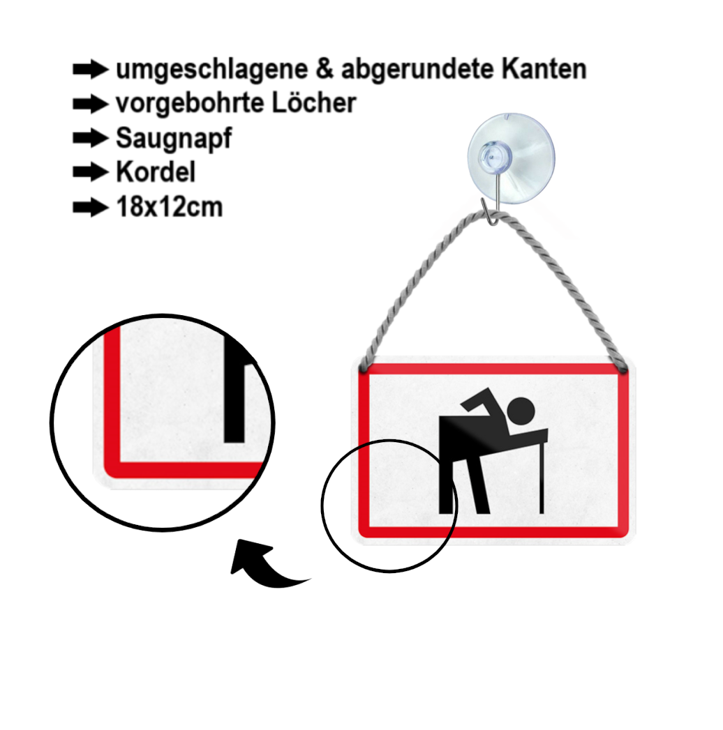 Blechschild ''Abbild Rentner Gehstock'' 18x12cm
