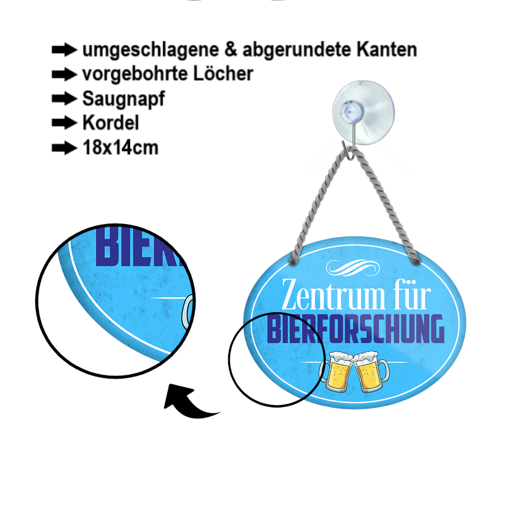 Blechschild ''Zentrum der Bierfoschung'' 18x14cm