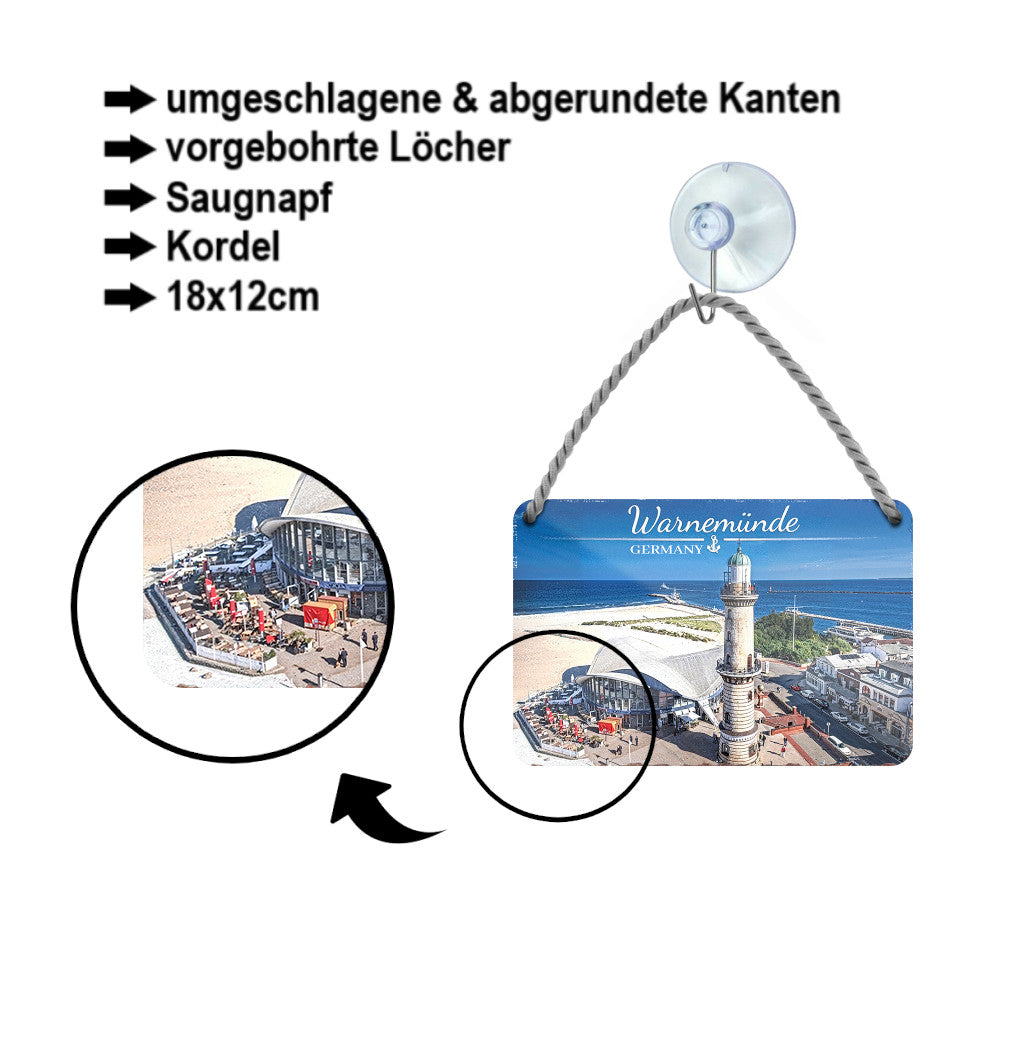 Blechschild ''Warnemünde'' 18x12cm