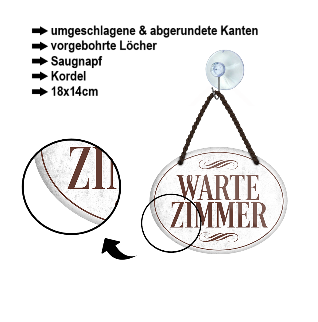 Blechschild ''Wartezimmer'' 18x14cm