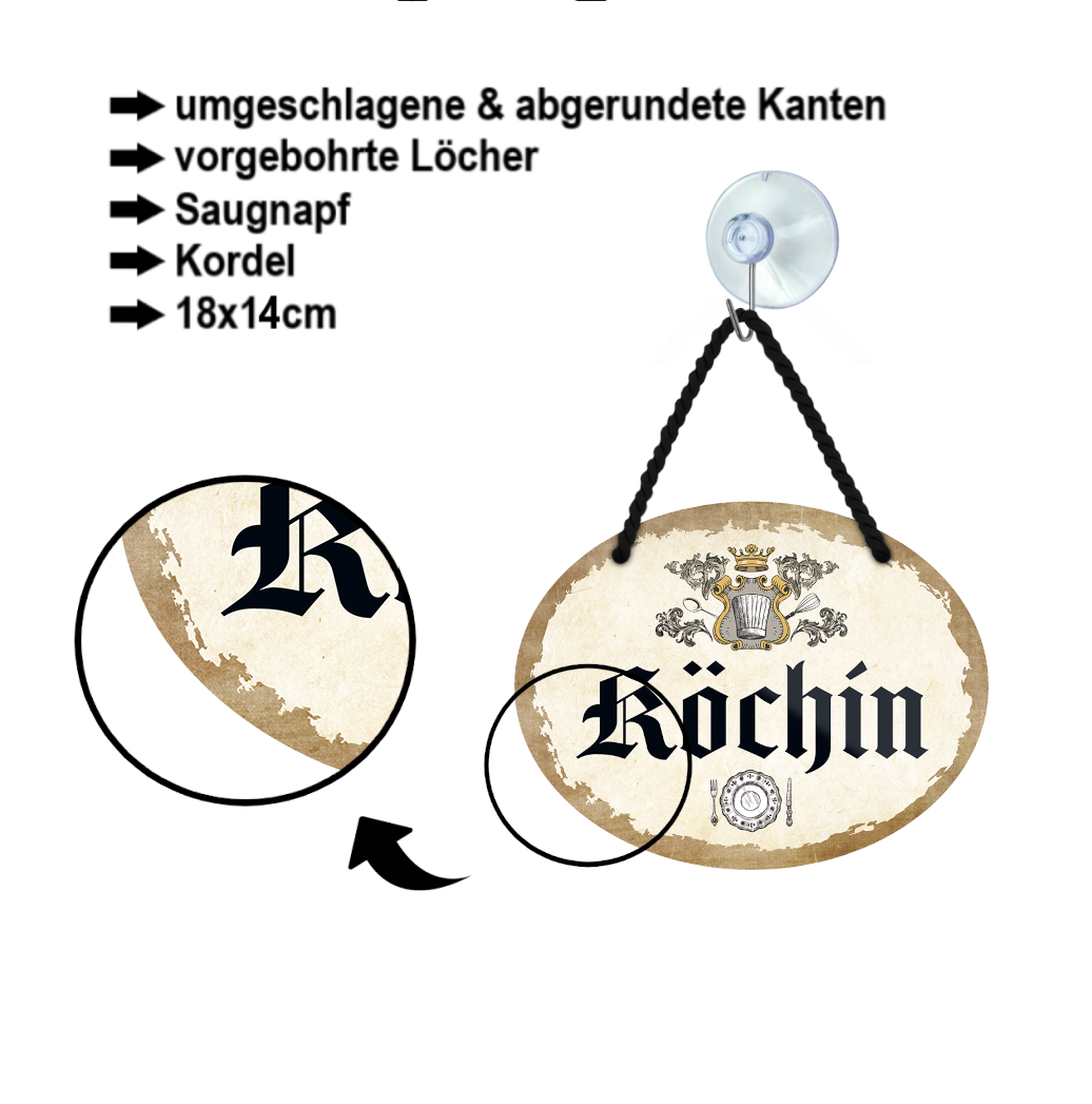 Blechschild ''Köchin'' 18x14cm