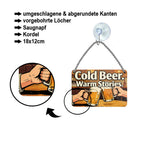 Blechschild ''Cold Beer. Warm Stories'' 18x12cm