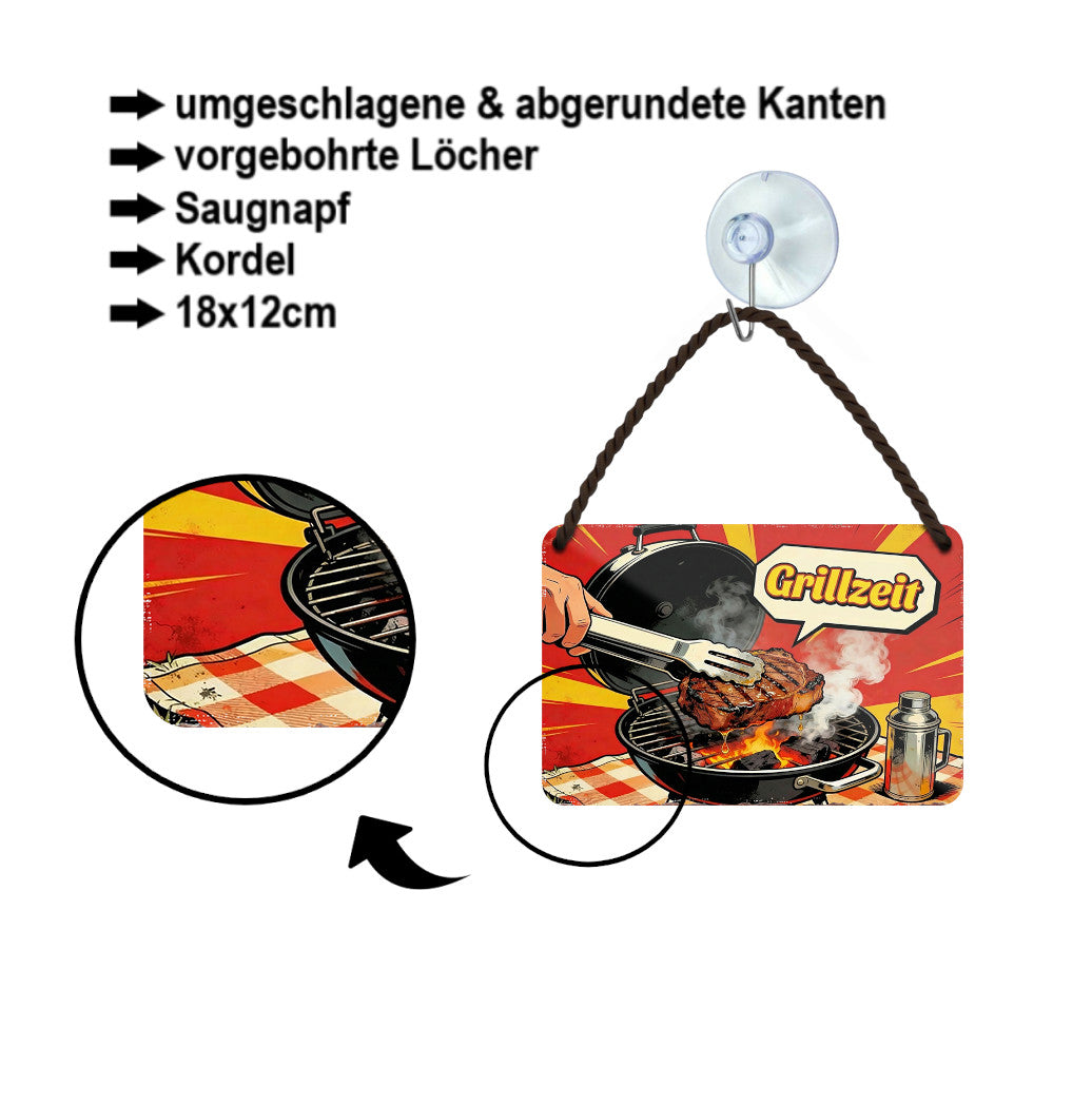 Blechschild ''Grillzeit'' 18x12cm