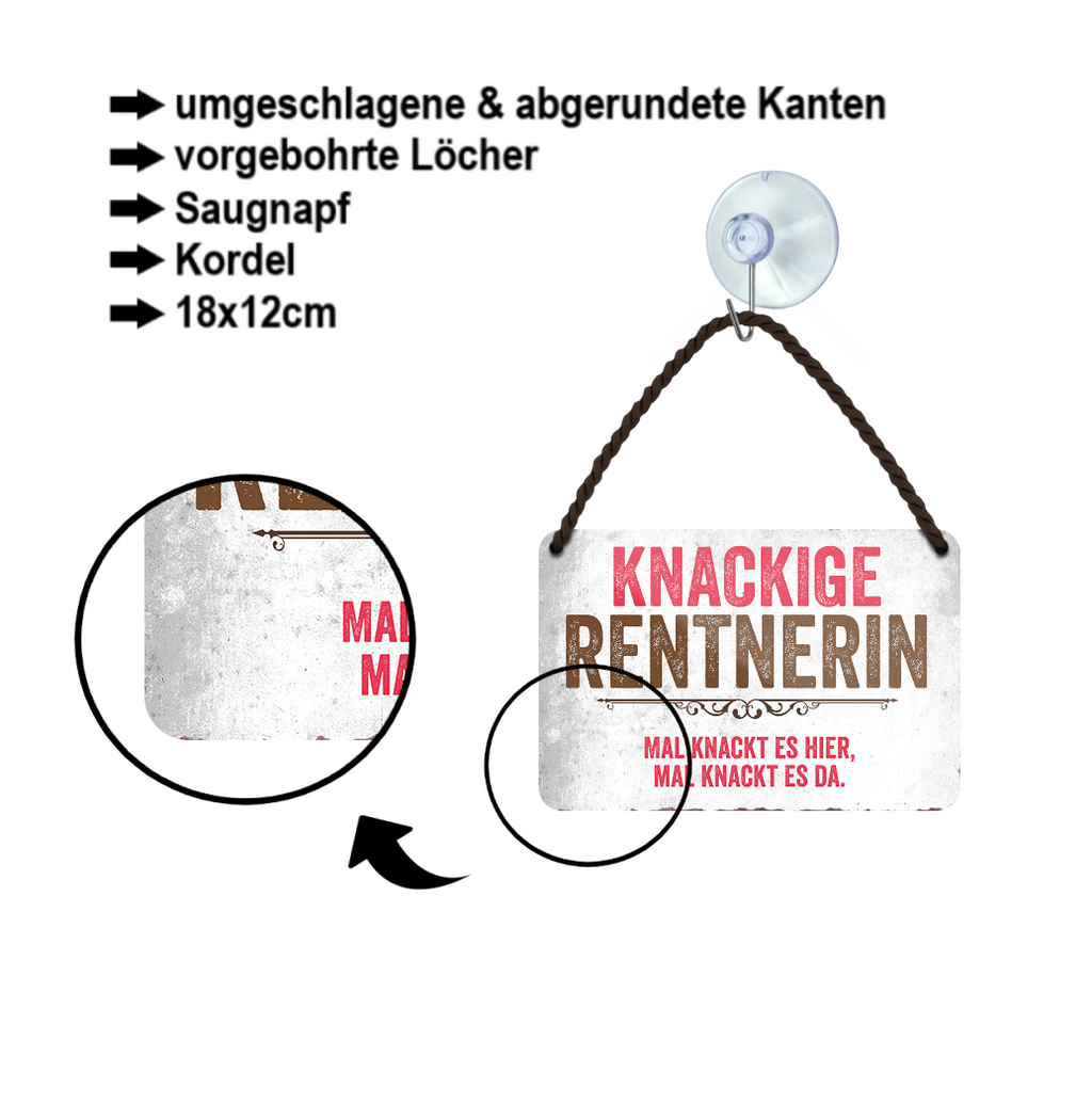 Blechschild ''Knackige Rentnerin'' 18x12cm
