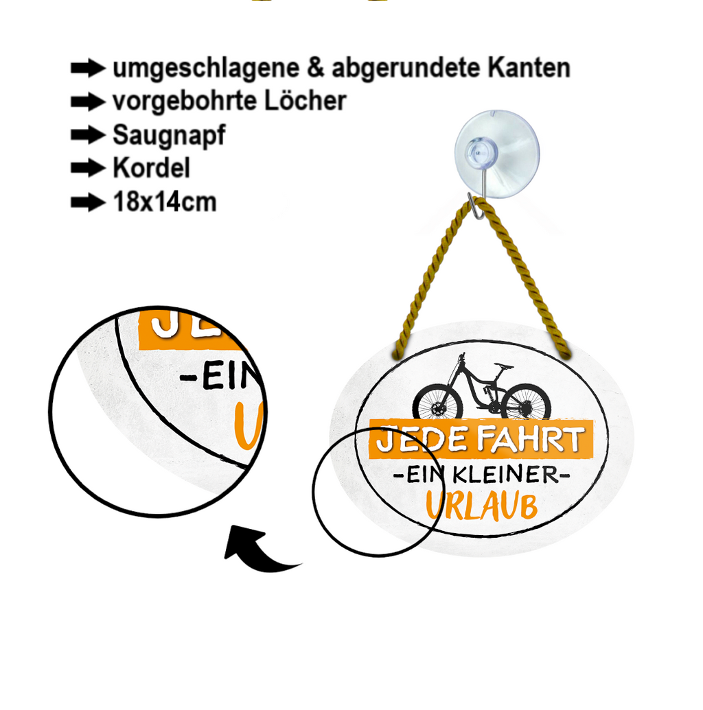 Blechschild ''Jede Fahrt ein kleiner Urlaub'' 18x14cm