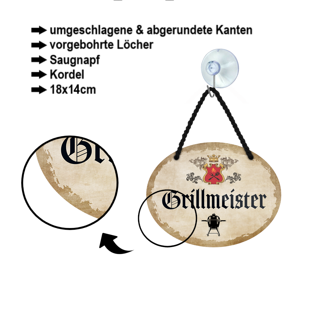 Blechschild ''Grillmeister'' 18x14cm