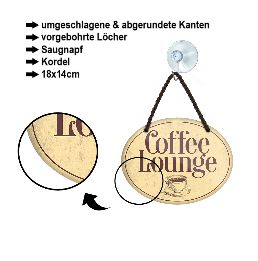Blechschild ''Coffee Lounge'' 18x14cm