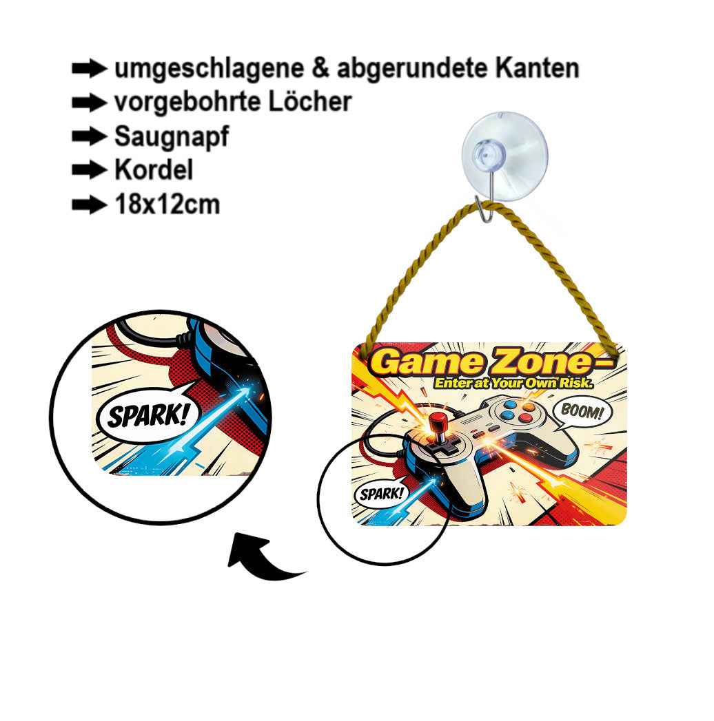 Blechschild ''Game Zone'' 18x12cm