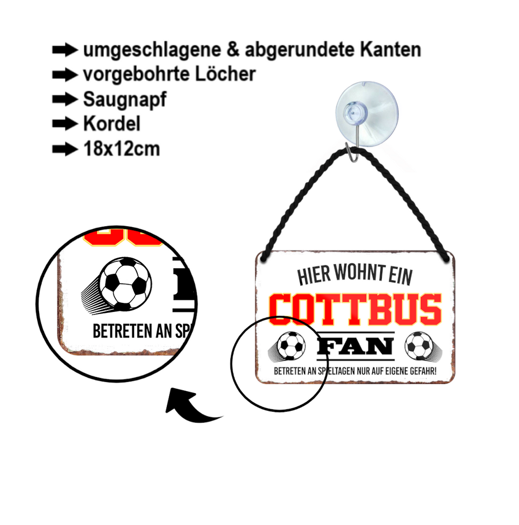 Blechschild ''Cottbus Fan'' 18x12cm
