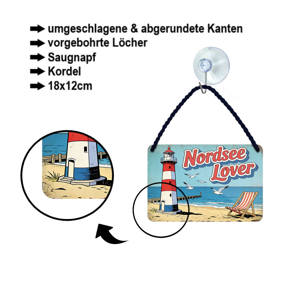 Blechschild ''Nordsee Lover (strandliege)'' 18x12cm