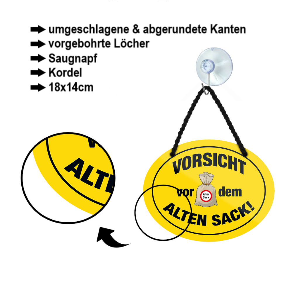 Blechschild ''Vorsicht vor dem alten Sack'' 18x14cm