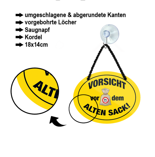 Blechschild ''Vorsicht vor dem alten Sack'' 18x14cm