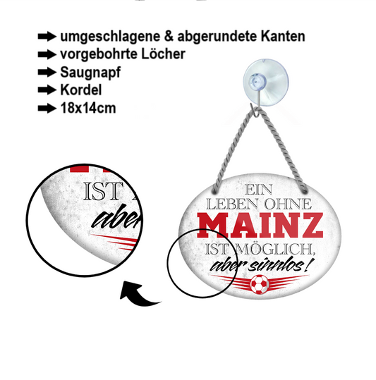 Blechschild ''Ein Leben ohne Mainz ist sinnlos'' 18x14cm