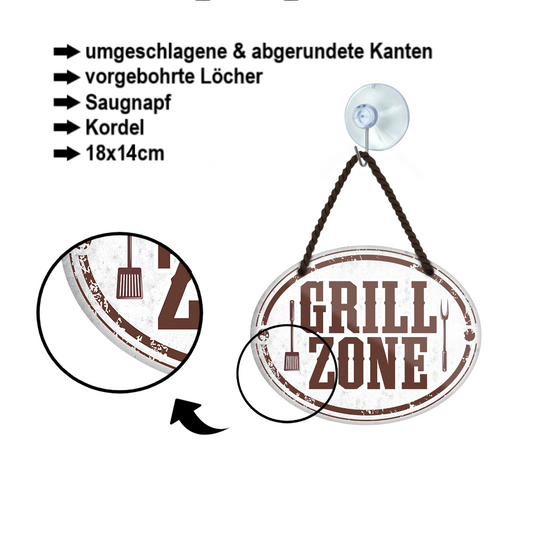 Blechschild ''Grill Zone'' 18x14cm