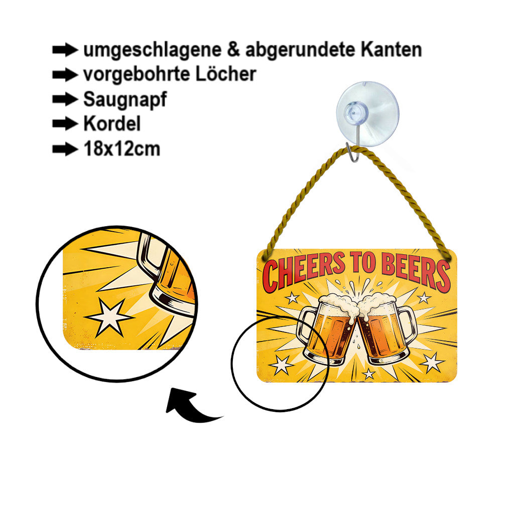 Blechschild ''Cheers to Beers'' 18x12cm
