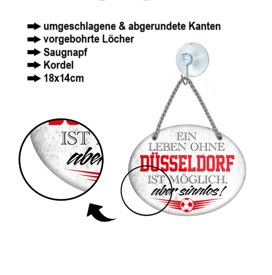 Blechschild ''Ein Leben ohne Düsseldorf sinnlos (grau)'' 18x14cm