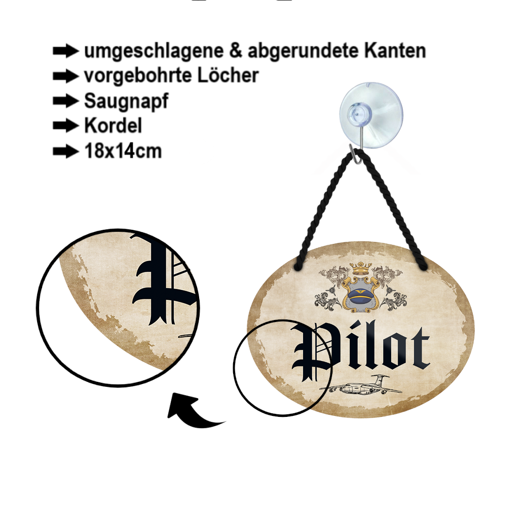 Blechschild ''Pilot'' 18x14cm