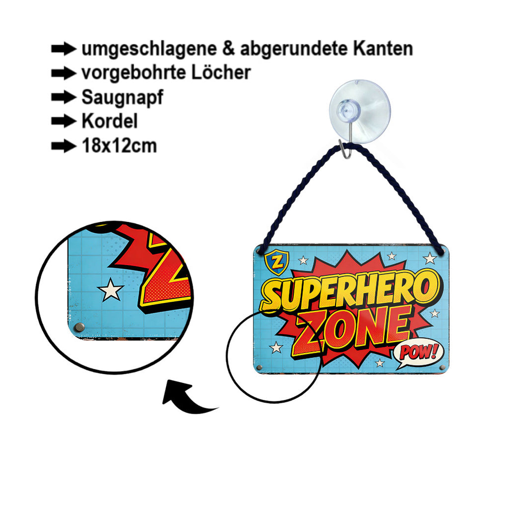Blechschild ''Superhero Zone'' 18x12cm