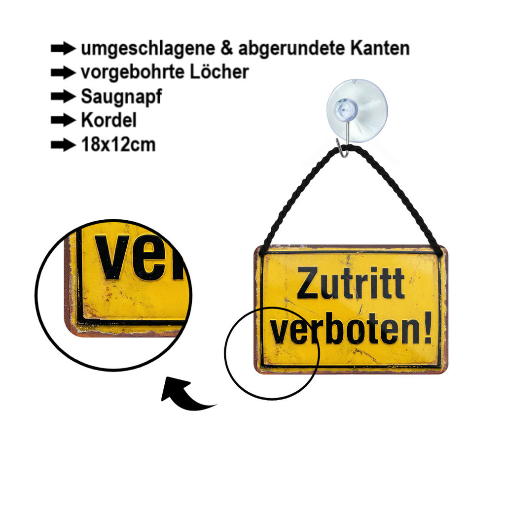 Blechschild ''Zutritt verboten'' 18x12cm