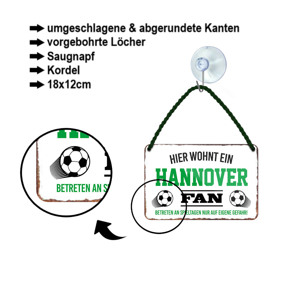 Blechschild ''Hannover Fan'' 18x12cm