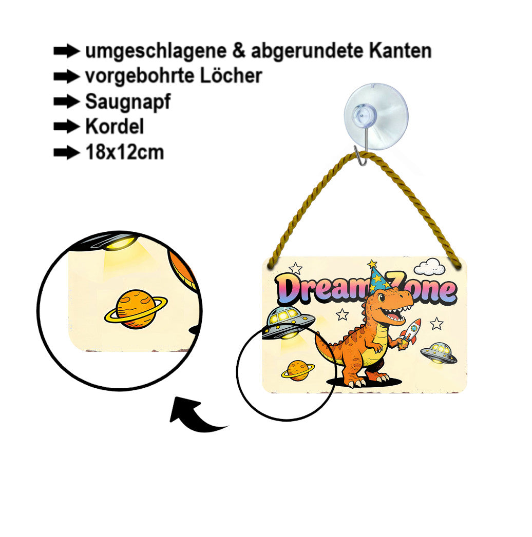 Blechschild ''Dream Zone Dino'' 18x12cm