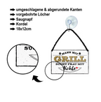 Blechschild ''Mann mit Grill sucht Frau mit Kohle'' 18x12cm