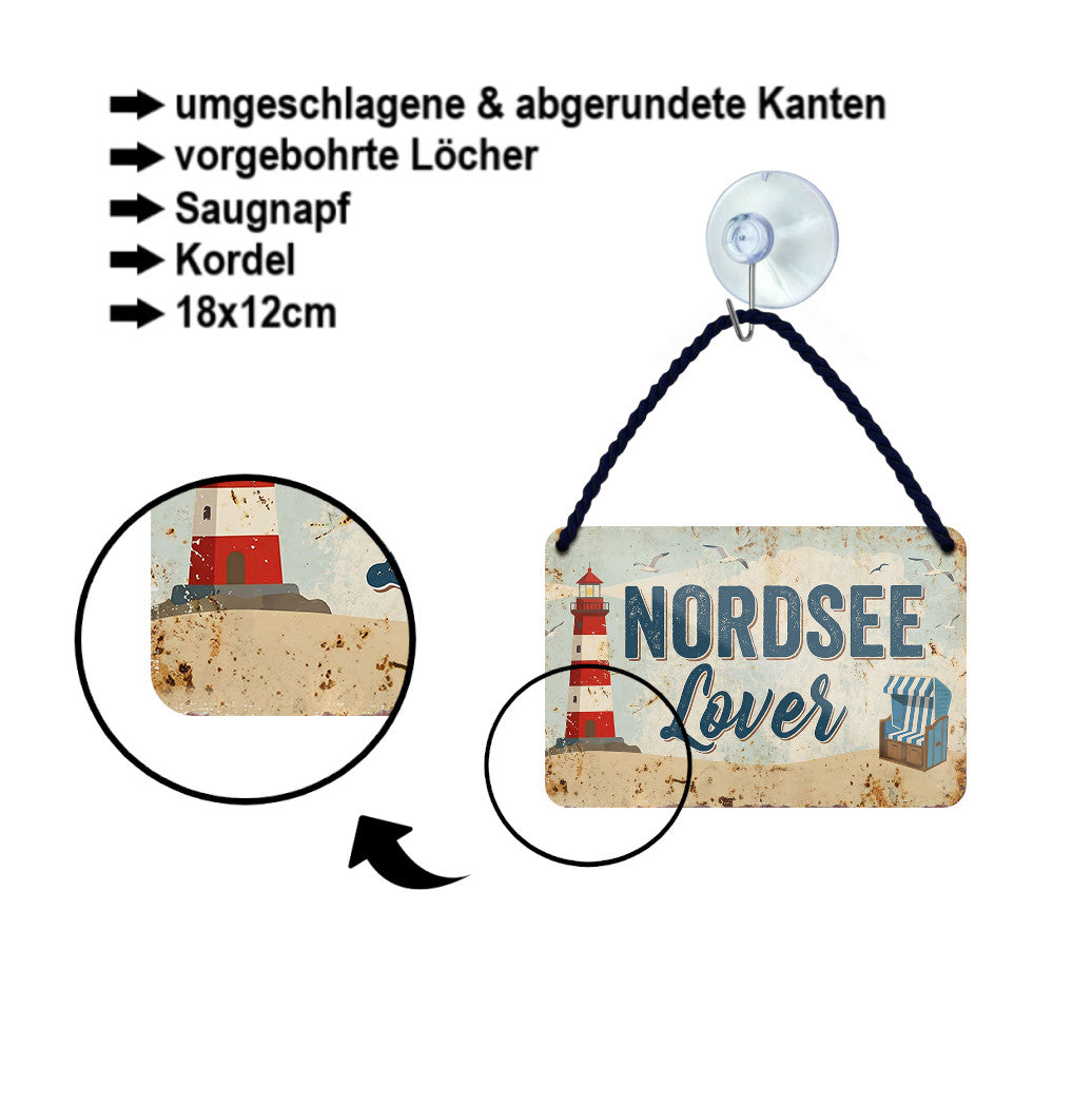 Blechschild ''Nordsee Lover (strandkorb)'' 18x12cm