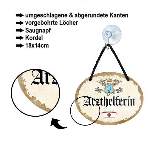 Blechschild ''Arzthelferin'' 18x14cm