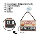 Blechschild ''Geld allein macht nicht glücklich Currywurst'' 18x12cm