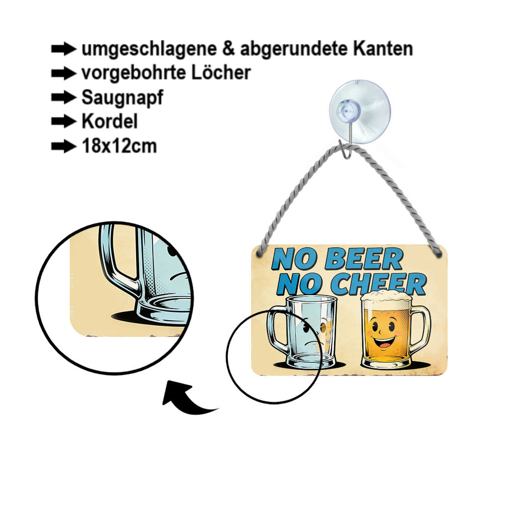 Blechschild ''No Beer no Cheer'' 18x12cm