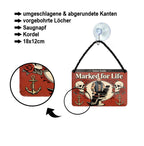 Blechschild ''Marked for Life'' 18x12cm