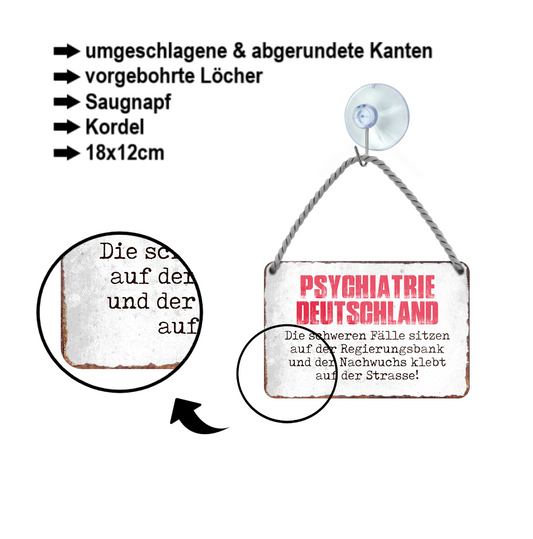 Blechschild ''Psychiatrie Deutschland'' 18x12cm