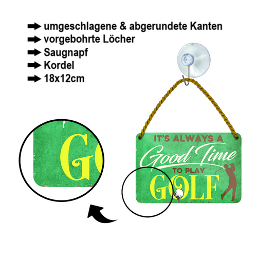 Blechschild ''Good time for Golf'' 18x12cm